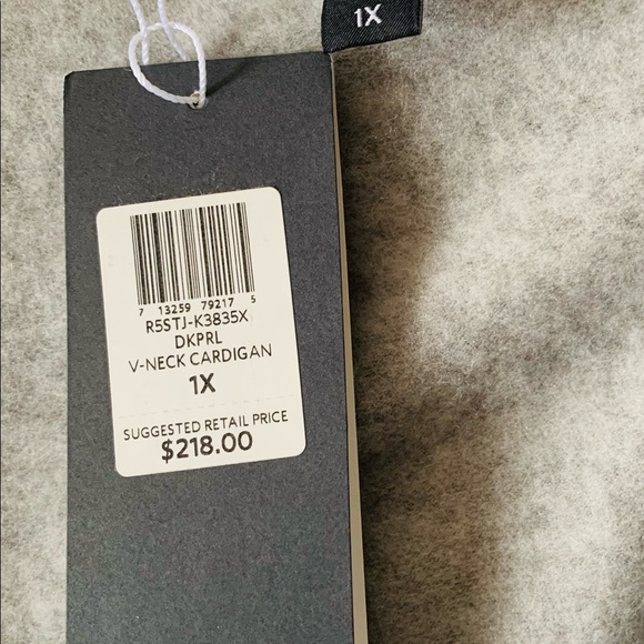 NWT Eileen Fisher Woman Light Gray V-Neck Cardigan Zip Sweatshirt Size 1X - Picture 3 of 3